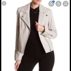 SOIA&KYO soft gray leather bomber jacket